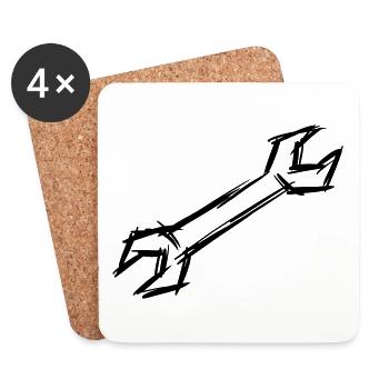Clé, dessinée à la main - Dessous de verre (lot de 4) - blanc - Devant