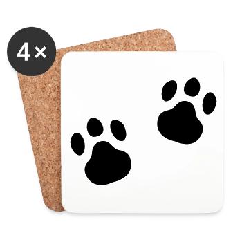 Paw print Meow Paw Gift Idea Cat - Coasters (set of 4) - white - Front