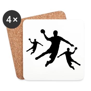 Drei Handballspieler - Untersetzer (4er-Set) - Weiß - Vorne