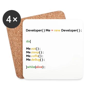 Eat Sleep Code Repeat Coder Programmer Software De - Untersetzer (4er-Set) - Weiß - Vorne
