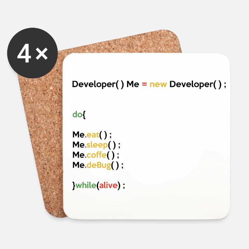 Eat Sleep Code Repeat Coder Programmer Software De - Untersetzer (4er-Set) - Weiß