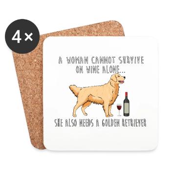 Eine Frau braucht Wein und einen Golden Retriever - Untersetzer (4er-Set) - Weiß - Vorne