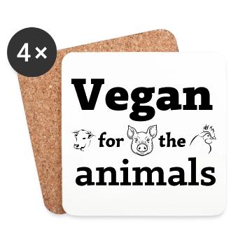 Vegan for the animals - Coasters (set of 4) - white - Front