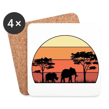 Retro Graphic Animal Keeper Zoo Keeper Animal Love - Untersetzer (4er-Set) - Weiß - Vorne