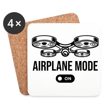 Airplane Mode On Drone Flying Quadcopter RC Pilot - Coasters (set of 4) - white - Front