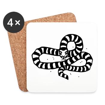 LUCKY SNAKE CHARM - Persian rowing snake - Coasters (set of 4) - white - Front