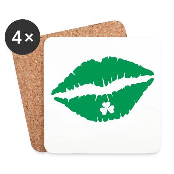 Lippen zum St. Patrick's Day - Untersetzer (4er-Set) - Weiß - Vorne