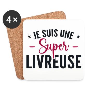 A Super Delivery Girl - Liefergeschenk - Untersetzer (4er-Set) - Weiß - Vorne