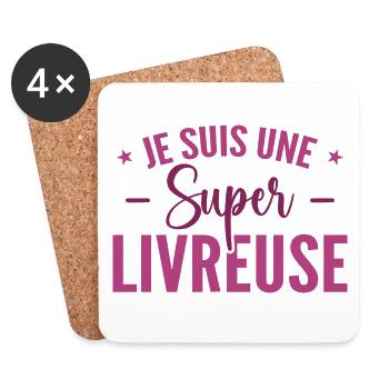 A Super Delivery Girl - Liefergeschenk - Untersetzer (4er-Set) - Weiß - Vorne