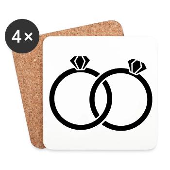 Wedding rings - Alliance - Eheringe - Untersetzer (4er-Set) - Weiß - Vorne