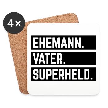 Ehemann Vater Superheld (Super Papa Superpapa 1C) - Untersetzer (4er-Set) - Weiß - Vorne