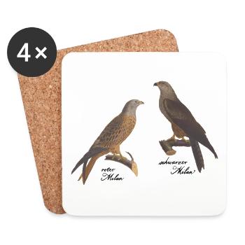 Cadeau ornithologiste oiseau oiseaux de proie Milan oiseaux - Dessous de verre (lot de 4) - blanc - Devant