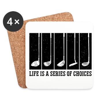 Life Is A Series Of Choices Golf Player Golfing Pu - Untersetzer (4er-Set) - Weiß - Vorne