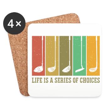 Life Is A Series Of Choices Golf Player Golfing Pu - Untersetzer (4er-Set) - Weiß - Vorne