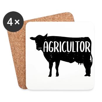 Agriculteur Graphic Cow Farmer Agriculture Tractor - Untersetzer (4er-Set) - Weiß - Vorne