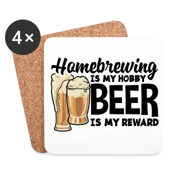 Homebrewing Is My Hobby Beer Is My Reward Brewing - Untersetzer (4er-Set) - Weiß - Vorne