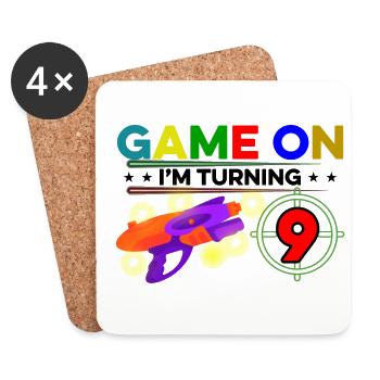 Game On I'm Turning Nine Lasertag Player Lasergame - Untersetzer (4er-Set) - Weiß - Vorne