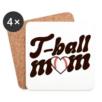 Retro Mama T-Ball-Spieler Baseball-Fan - Untersetzer (4er-Set) - Weiß - Vorne