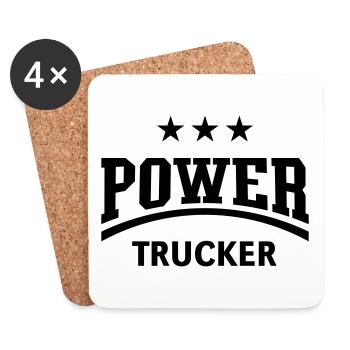 Power Trucker (chauffeur de camion / chauffeur de camion / noir) - Dessous de verre (lot de 4) - blanc - Devant