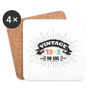 Vintage exemplaire unique 1943 Edition limitée - Dessous de verre (lot de 4) - blanc - Devant