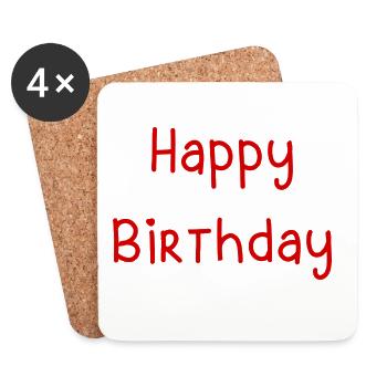 ANNIVERSARY. HAPPY BIRTHDAY. HAPPY BIRTHDAY - Coasters (set of 4) - white - Front