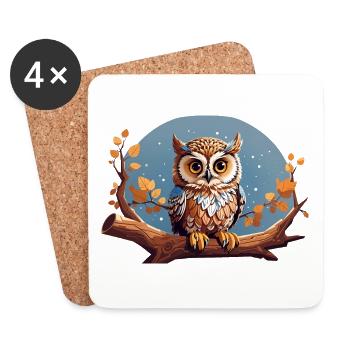 Starry Owl - Coasters (set of 4) - white - Front