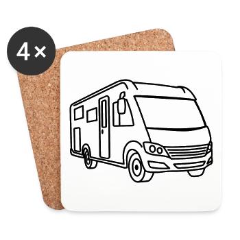 Wohnmobil Vollintegriert - Front - Kontur schwarz - Untersetzer (4er-Set) - Weiß - Vorne