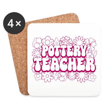 Mandala Flowers Teacher Female Pottery Teacher - Coasters (set of 4) - white - Front