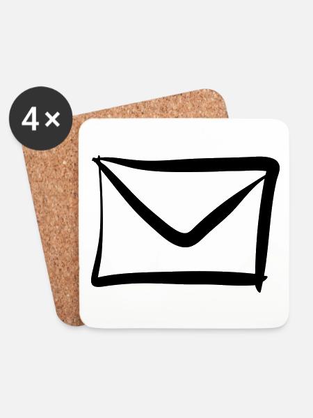 Brief / Briefumschlag Symbol. Post / E-Mail. - Untersetzer (4er-Set) - Weiß