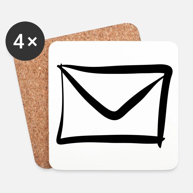 Brief / Briefumschlag Symbol. Post / E-Mail. - Untersetzer (4er-Set) - Weiß