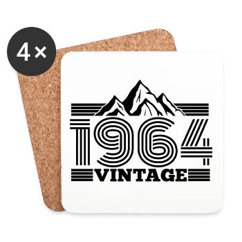 Vintage 1964 anniversaire randonnée montagnes escalade - Dessous de verre (lot de 4) - blanc - Devant