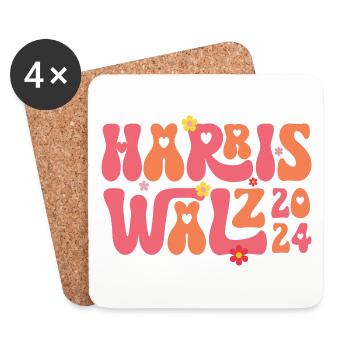 Kamala Harris Walz Waltz 2024 Rétro - Dessous de verre (lot de 4) - blanc - Devant