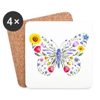 Silhouette Papillon Floral Femmes - Dessous de verre (lot de 4) - blanc - Devant