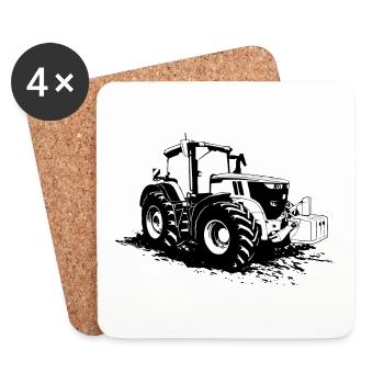 Tractor - tug - farmer - farmer - Coasters (set of 4) - white - Front