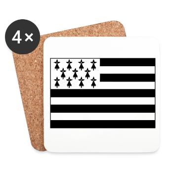 drapeau breton numéro 2 - Dessous de verre (lot de 4) - blanc - Devant