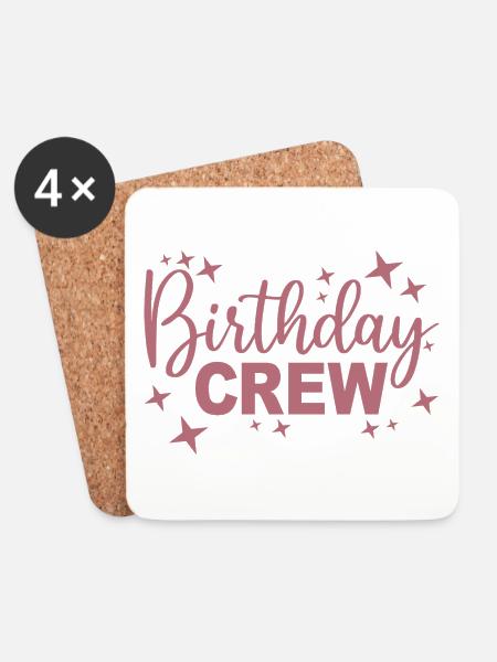 Birthday Crew Matching Gruppe Geburtstagsfeier Outfit - Untersetzer (4er-Set) - Weiß