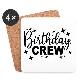 Birthday Crew Matching Gruppe Geburtstagsfeier Outfit - Untersetzer (4er-Set) - Weiß - Vorne