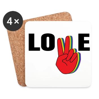 Love Peace Equality Kindess Inclusion Rainbow Lgbt - Untersetzer (4er-Set) - Weiß - Vorne