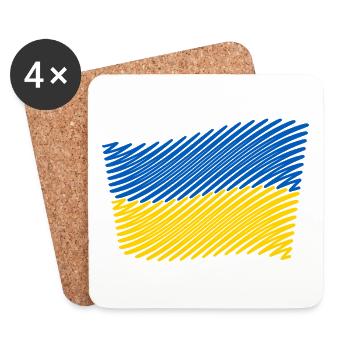 Ukraine Flag Scribble (Blue - Yellow) - Coasters (set of 4) - white - Front
