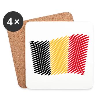 Belgienflagge / Flagge Belgien (Skizze) - Untersetzer (4er-Set) - Weiß - Vorne
