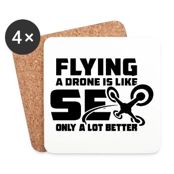 Piloter un drone est comme le sexe seulement beaucoup mieux - Dessous de verre (lot de 4) - blanc - Devant