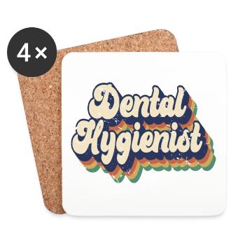 Rétro Hygiéniste dentaire Est. 2023 Dentiste diplômé - Dessous de verre (lot de 4) - blanc - Devant