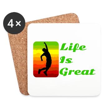 Das Leben ist großartig! - Untersetzer (4er-Set) - Weiß - Vorne