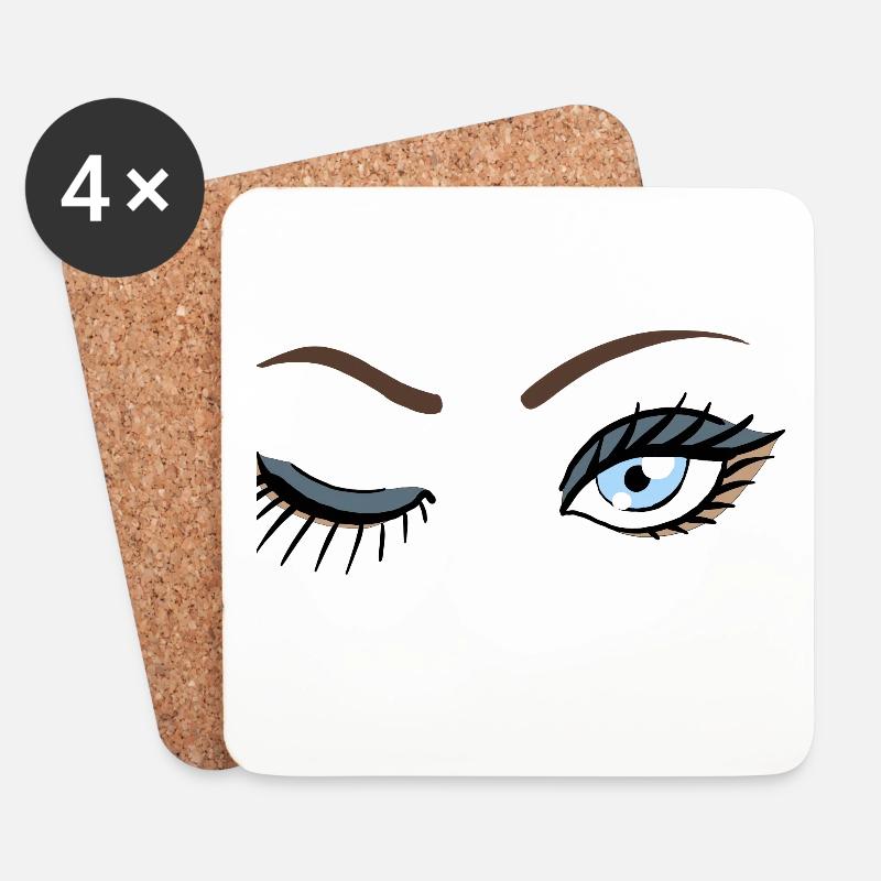 Augen Zwinker - Untersetzer (4er-Set) - Weiß