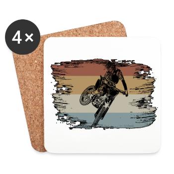 Retro Graphic Dirt Biker Motorcycle Enduro Motocro - Untersetzer (4er-Set) - Weiß - Vorne