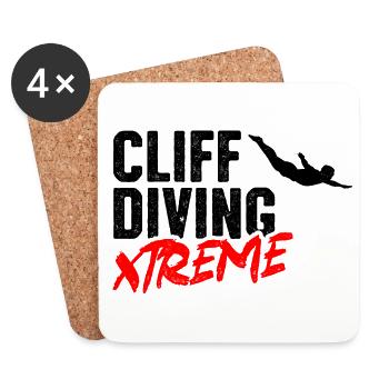 Retro Graphic Cliff Diver Cliff Diving Tombstoning - Coasters (set of 4) - white - Front