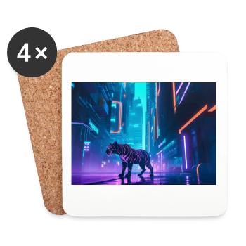 Geometric Tiger - Coasters (set of 4) - white - Front