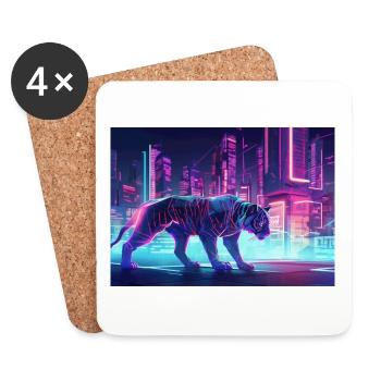Futuristic Tiger - Coasters (set of 4) - white - Front