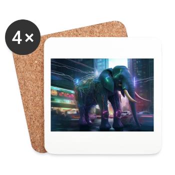 Cyber Tusk - Coasters (set of 4) - white - Front