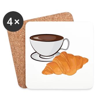 Coffee with Croissant - French Cafe Francophile - Coasters (set of 4) - white - Front